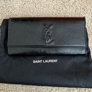 YSL Saint Laurent black leather clutch